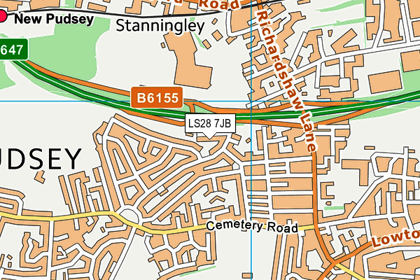 LS28 7JB map - OS VectorMap District (Ordnance Survey)