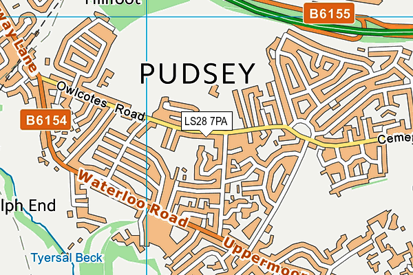 LS28 7PA map - OS VectorMap District (Ordnance Survey)