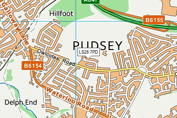 LS28 7PD map - OS VectorMap District (Ordnance Survey)