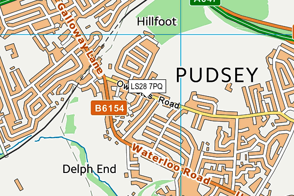 LS28 7PQ map - OS VectorMap District (Ordnance Survey)