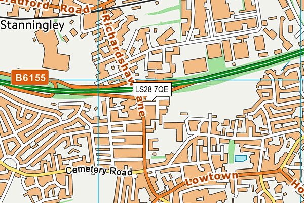 LS28 7QE map - OS VectorMap District (Ordnance Survey)