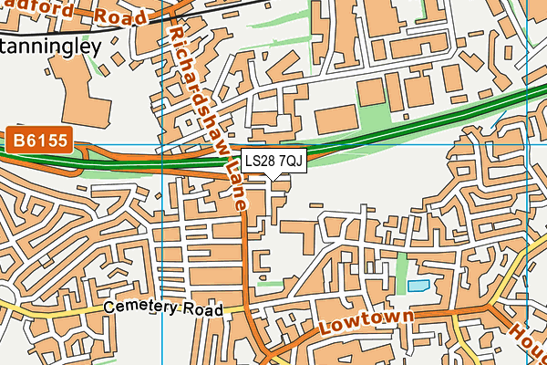 LS28 7QJ map - OS VectorMap District (Ordnance Survey)