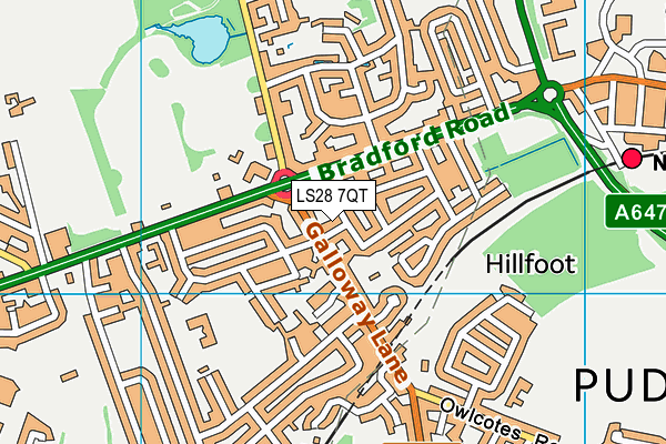 LS28 7QT map - OS VectorMap District (Ordnance Survey)