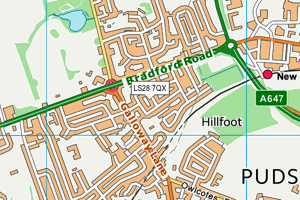 LS28 7QX map - OS VectorMap District (Ordnance Survey)