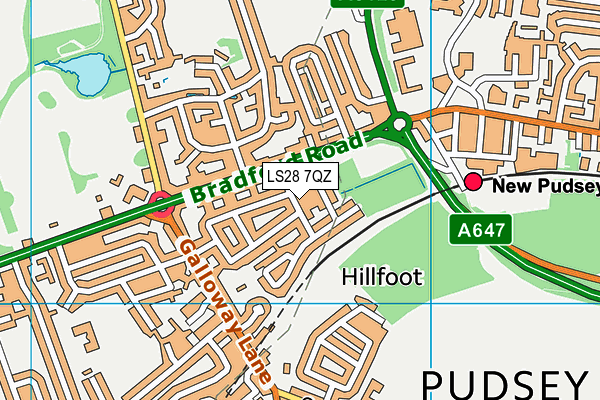 LS28 7QZ map - OS VectorMap District (Ordnance Survey)