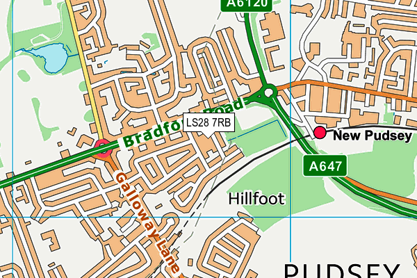 LS28 7RB map - OS VectorMap District (Ordnance Survey)