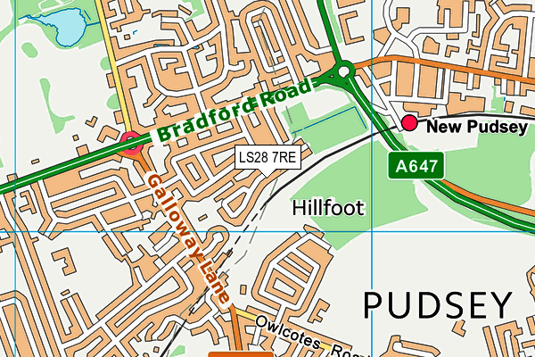 LS28 7RE map - OS VectorMap District (Ordnance Survey)