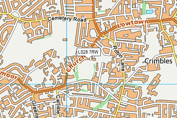 LS28 7RW map - OS VectorMap District (Ordnance Survey)