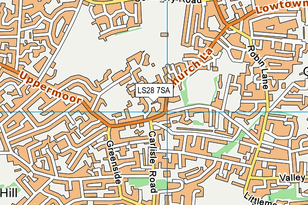 LS28 7SA map - OS VectorMap District (Ordnance Survey)