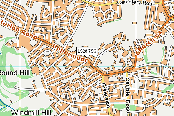 LS28 7SG map - OS VectorMap District (Ordnance Survey)