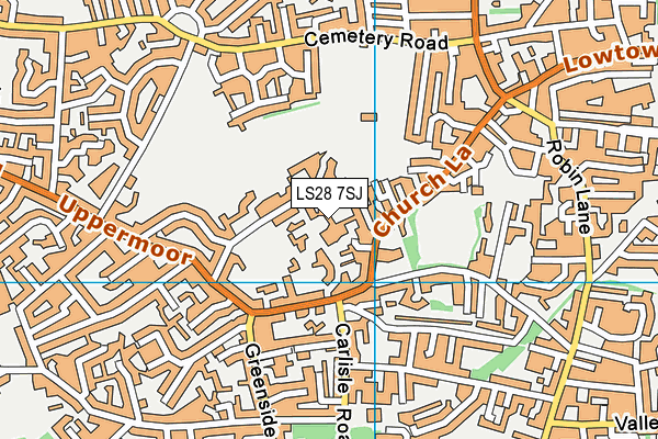 LS28 7SJ map - OS VectorMap District (Ordnance Survey)