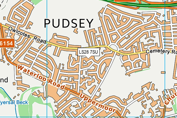 LS28 7SU map - OS VectorMap District (Ordnance Survey)