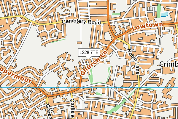 LS28 7TE map - OS VectorMap District (Ordnance Survey)