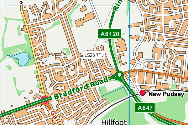 LS28 7TJ map - OS VectorMap District (Ordnance Survey)