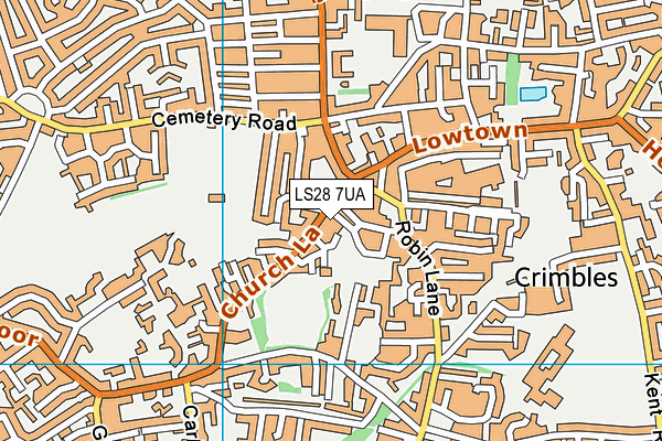 LS28 7UA map - OS VectorMap District (Ordnance Survey)