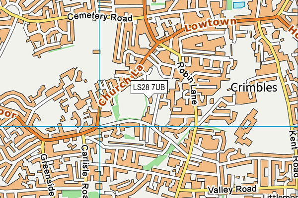 LS28 7UB map - OS VectorMap District (Ordnance Survey)