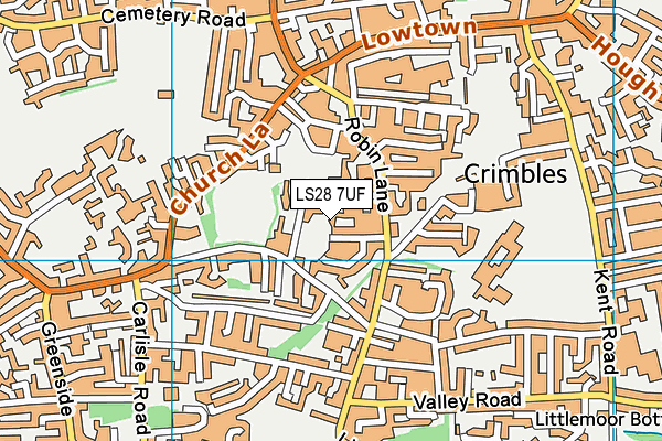 LS28 7UF map - OS VectorMap District (Ordnance Survey)