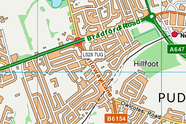 LS28 7UG map - OS VectorMap District (Ordnance Survey)