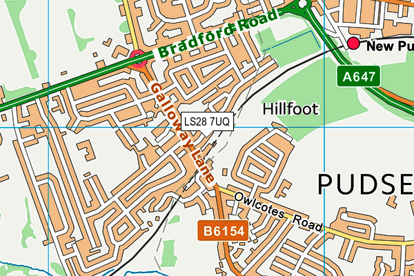 LS28 7UQ map - OS VectorMap District (Ordnance Survey)