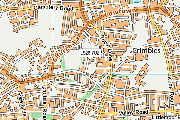 LS28 7UZ map - OS VectorMap District (Ordnance Survey)