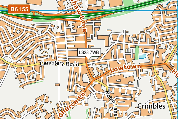 LS28 7WB map - OS VectorMap District (Ordnance Survey)