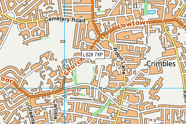 LS28 7XP map - OS VectorMap District (Ordnance Survey)