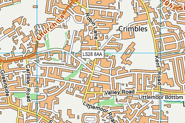 LS28 8AA map - OS VectorMap District (Ordnance Survey)