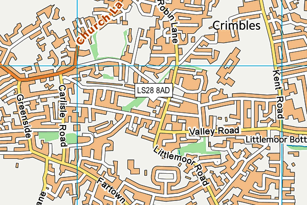 LS28 8AD map - OS VectorMap District (Ordnance Survey)