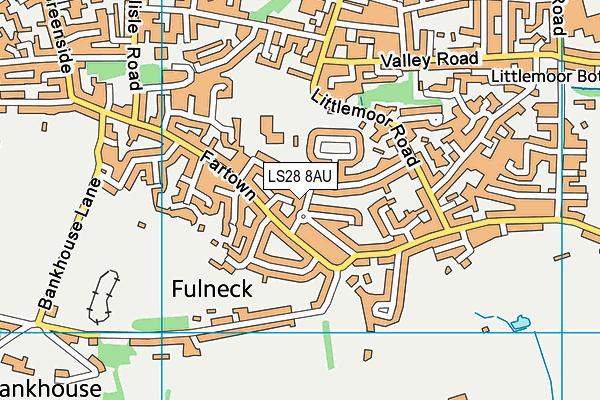 LS28 8AU map - OS VectorMap District (Ordnance Survey)