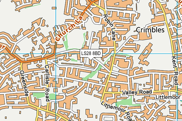 LS28 8BD map - OS VectorMap District (Ordnance Survey)