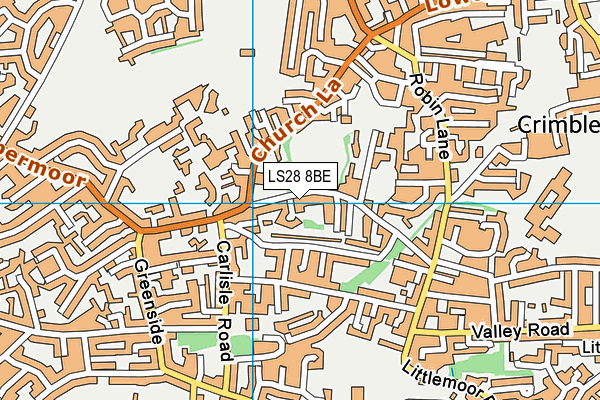 LS28 8BE map - OS VectorMap District (Ordnance Survey)