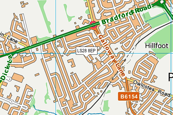 LS28 8EP map - OS VectorMap District (Ordnance Survey)
