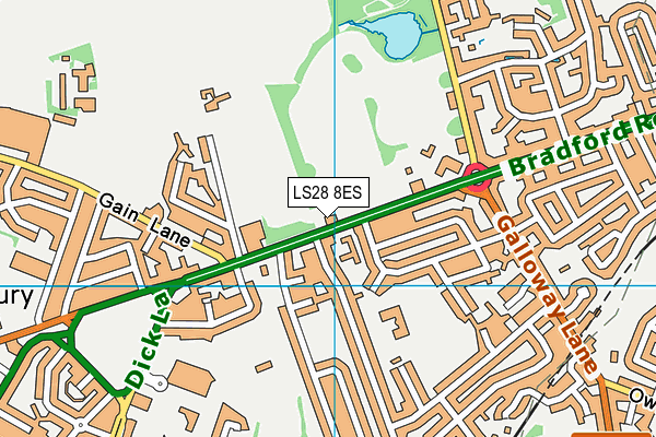 Woodhall Cricket Ground map (LS28 8ES) - OS VectorMap District (Ordnance Survey)