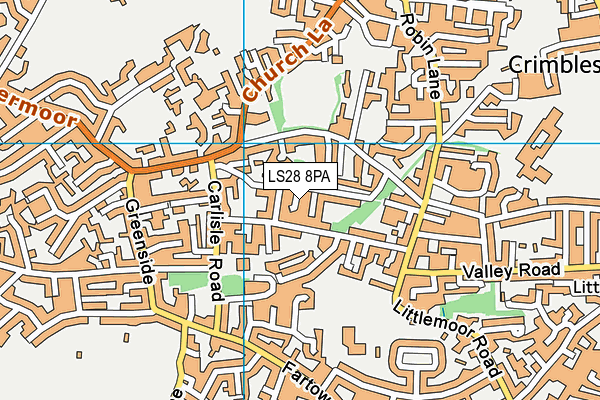 LS28 8PA map - OS VectorMap District (Ordnance Survey)