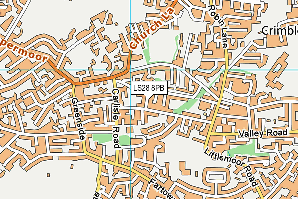 LS28 8PB map - OS VectorMap District (Ordnance Survey)