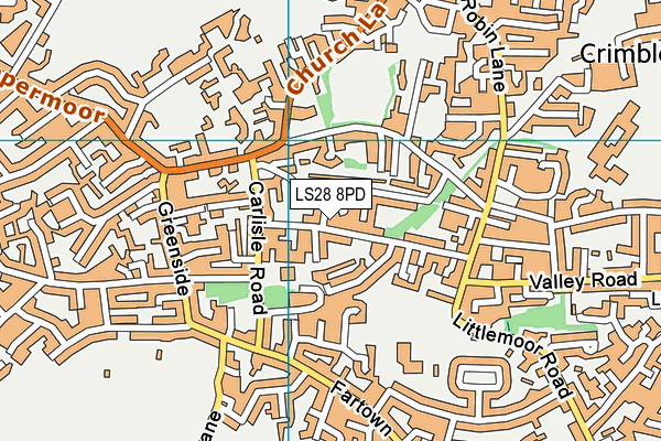 LS28 8PD map - OS VectorMap District (Ordnance Survey)