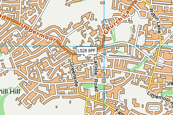LS28 8PF map - OS VectorMap District (Ordnance Survey)