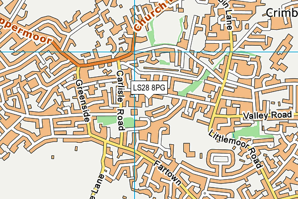 LS28 8PG map - OS VectorMap District (Ordnance Survey)