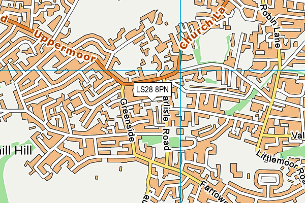 LS28 8PN map - OS VectorMap District (Ordnance Survey)