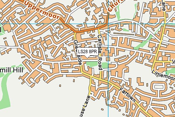 LS28 8PR map - OS VectorMap District (Ordnance Survey)