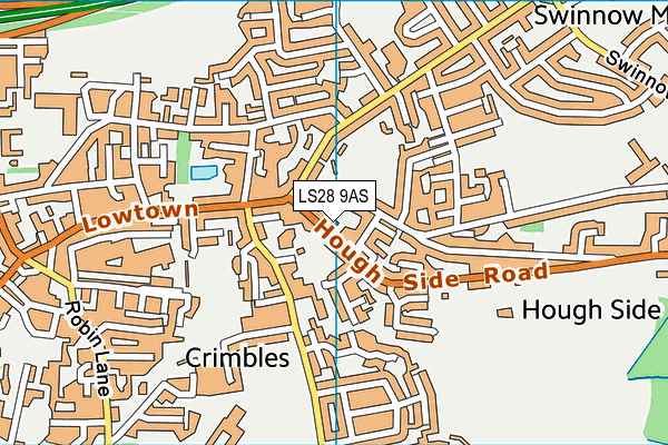 LS28 9AS map - OS VectorMap District (Ordnance Survey)