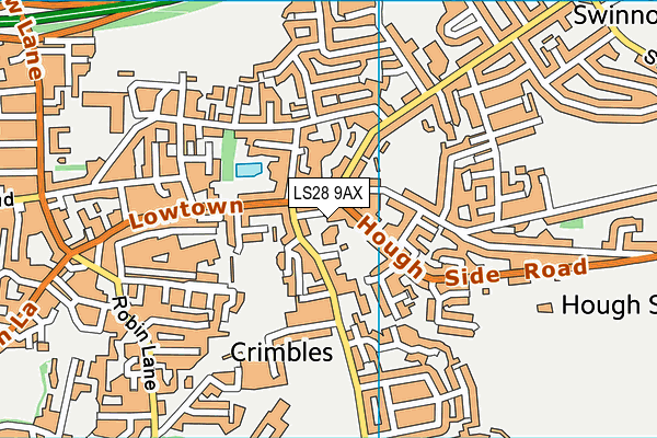 LS28 9AX map - OS VectorMap District (Ordnance Survey)