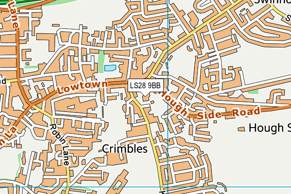 LS28 9BB map - OS VectorMap District (Ordnance Survey)