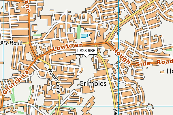 LS28 9BE map - OS VectorMap District (Ordnance Survey)