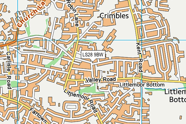 LS28 9BW map - OS VectorMap District (Ordnance Survey)