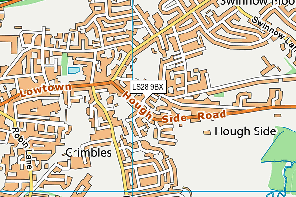 LS28 9BX map - OS VectorMap District (Ordnance Survey)