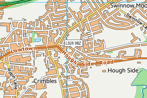 Pudsey Congs Cricket Club map (LS28 9BZ) - OS VectorMap District (Ordnance Survey)