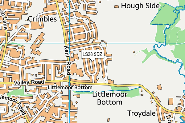 LS28 9DZ map - OS VectorMap District (Ordnance Survey)