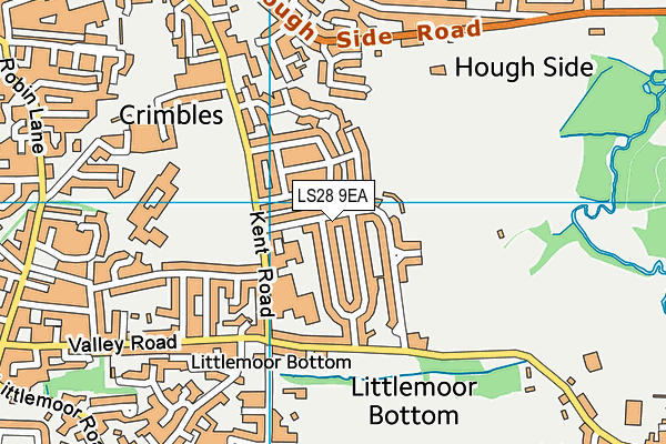 LS28 9EA map - OS VectorMap District (Ordnance Survey)