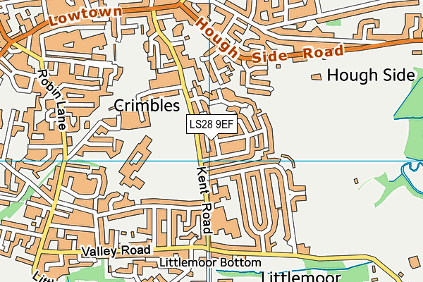 LS28 9EF map - OS VectorMap District (Ordnance Survey)